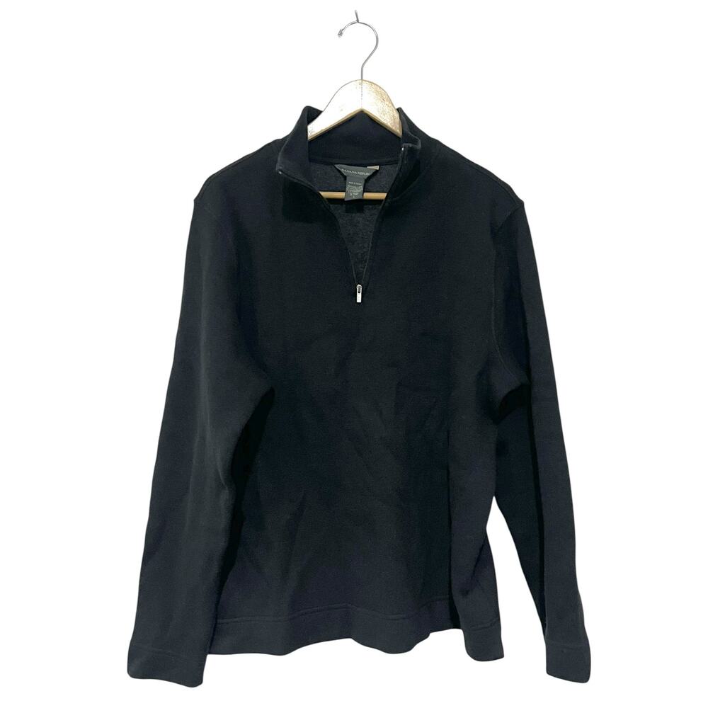 Banana Republic Wool Blend 1/4 Zip Sweater Pullover Black Mens Size Large